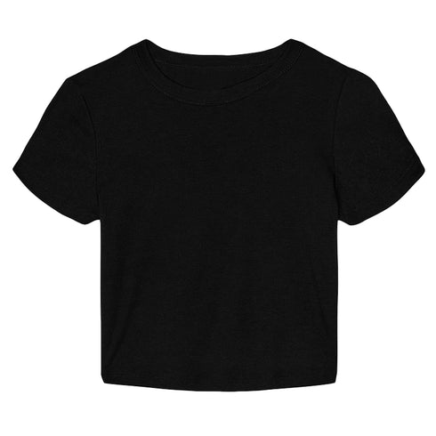 Women's Micro Rib Baby Tee Solid Black Blend front